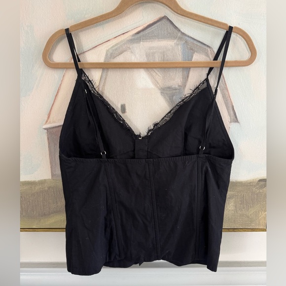 ZARA Black Corset Lace Edge Tank Top NWT Size - Picture 5 of 5